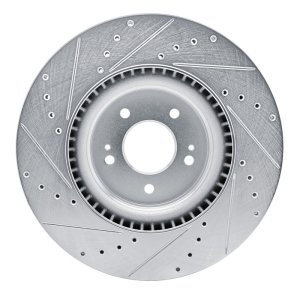 Hyundai SONATA Brake Rotor (1) - Front Right - R1 Concepts - Drilled & Slotted - Silver - `21-`26